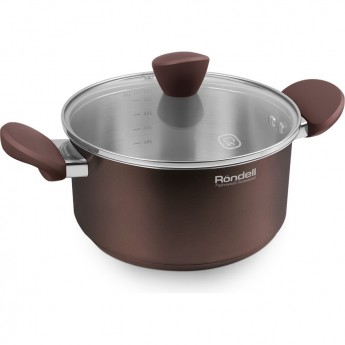 Кастрюля с крышкой RONDELL KORTADO 24 см, 4,8 л шоколад Кастрюля с крышкой RONDELL KORTADO 24 см, 4,8 л шоколад